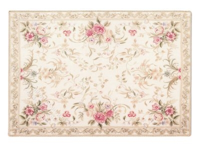 Miniature Small 'Theodora' Rug - Pink Flowers and Foliage [VIL RUG20S] |  The Little Dollhouse Company