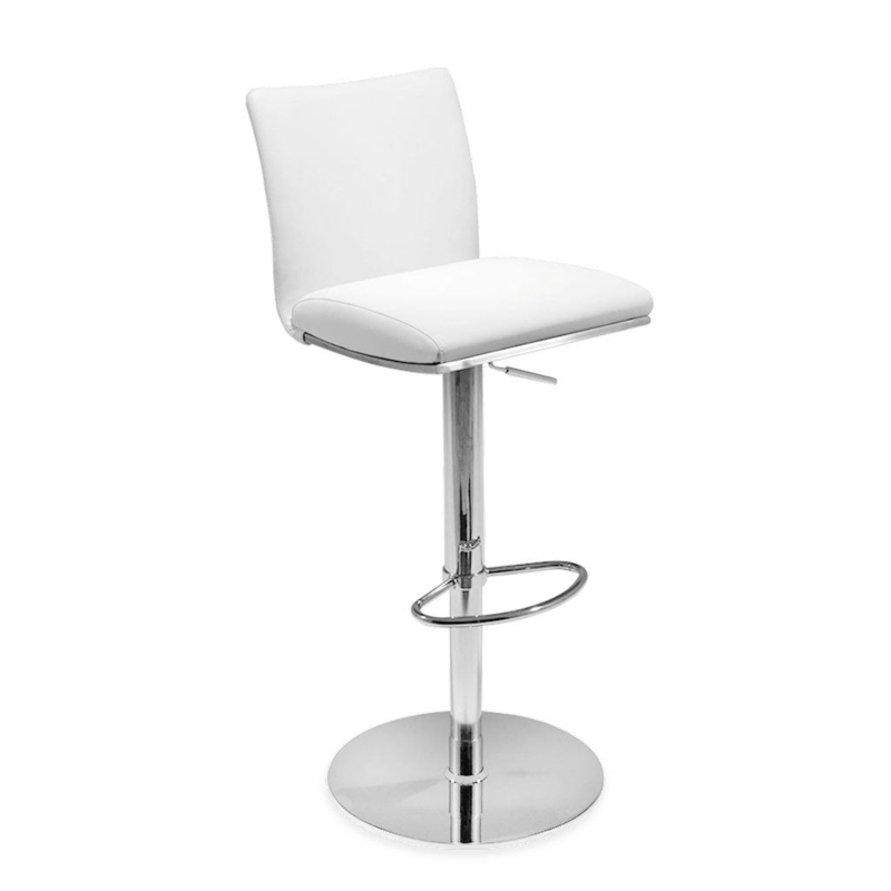 Minimalist Barstool with Gas Lift Lever and Chrome Pedestal Base