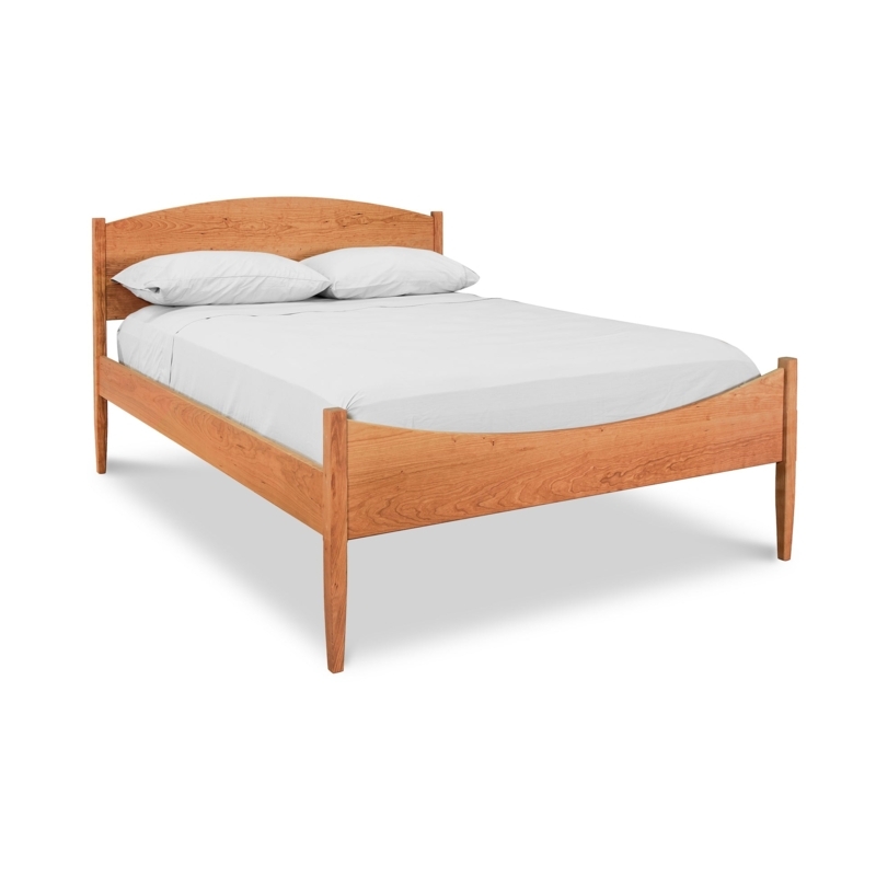 Minimalist Cherry Bed Frame featuring Unique Concave Footboard