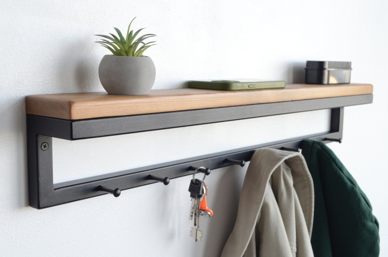 Minimalist Coat Rack Shelf with Peg Style Hooks