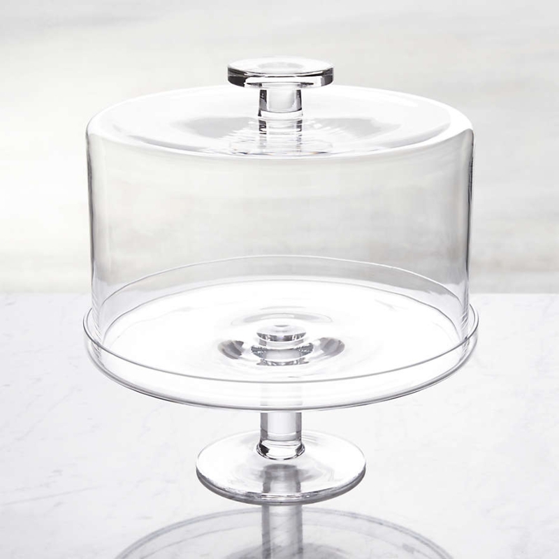 Minimalist Glass Cake Stand with Cylindrical Dome Cover