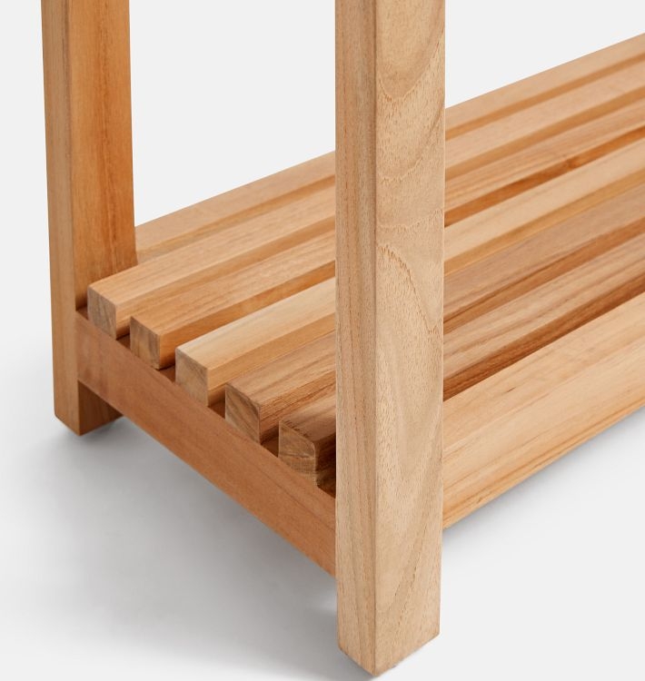 Minimalist Solid Teak Towel Rack with Square Profile Legs