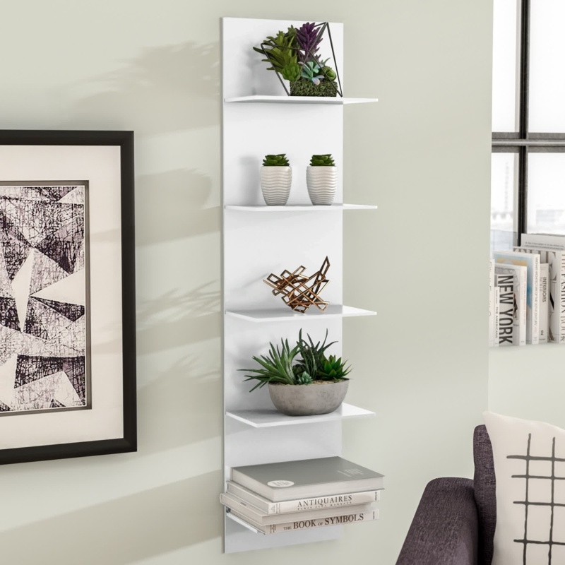 Minimalist Wall Shelf featuring Five Tiers and Slim Vertical Profile