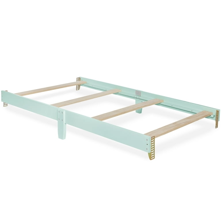 Mint Green Bed Rail: Gold Toned Hardware for Mint Green Nursery Furniture.