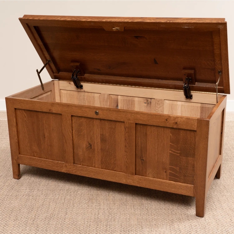Mission Oak Storage Chest Coffee Table with Three Panel Front