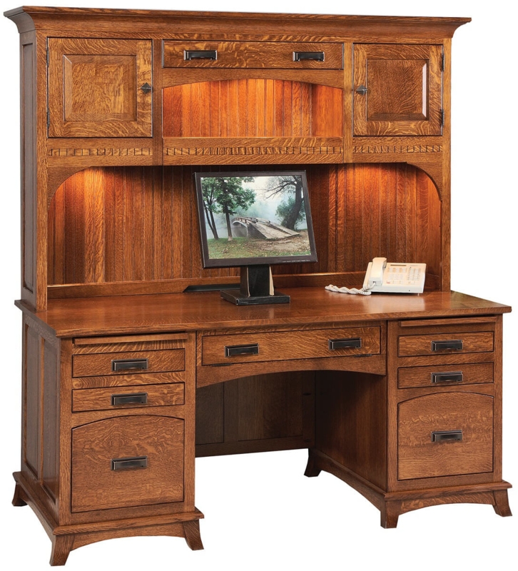 Wood Computer Desk With Hutch