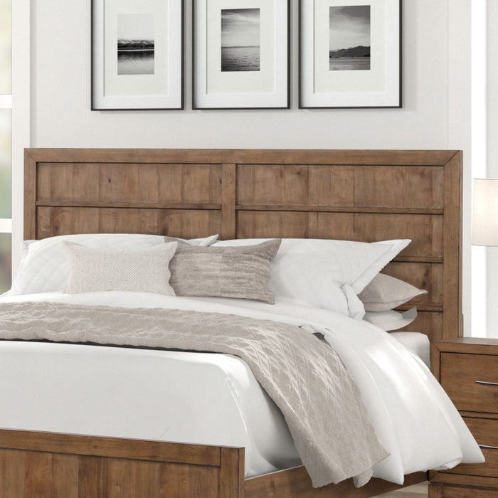 Mitered Frame Panel Headboard with Horizontal Planking and Divider