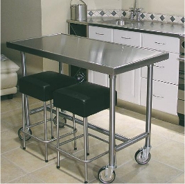 Mobile Kitchen Island: Stainless Steel Prep Table, Locking Casters