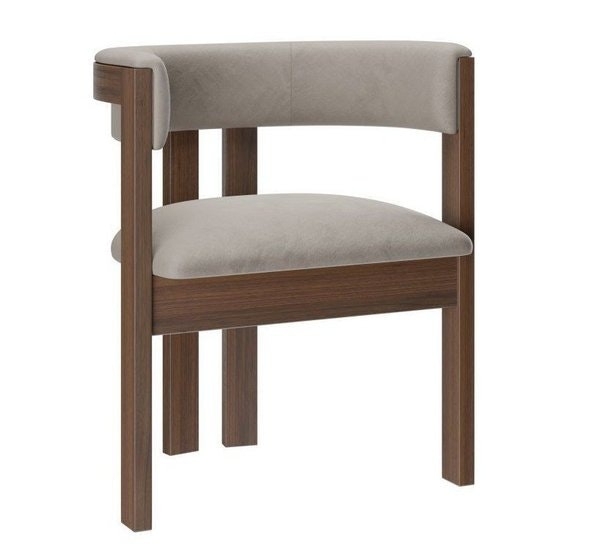 Modern Dining Chair: Walnut Brown Wood Frame with Open Back Detail