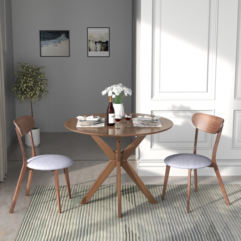 Modern Dining Set Splayed Base Curved Open-Back Chairs