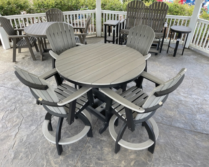 Modern Farmhouse Bar Table Set Fan Back Chairs Two Tone Design