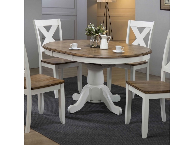 Modern Farmhouse Dining Set with Two-Tone Finish and X-Back Chairs