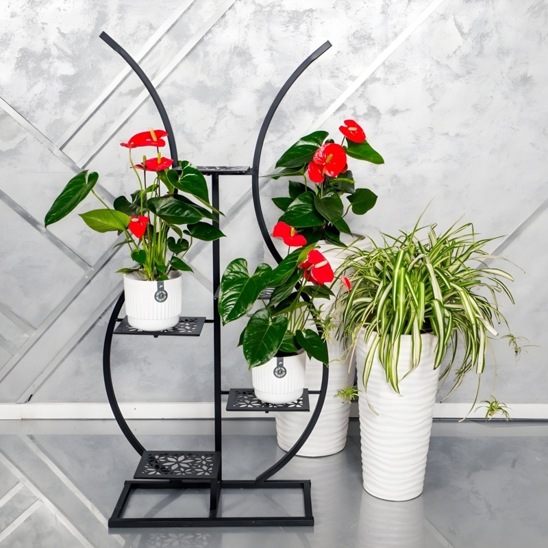 Modern Geometric Plant Stand with Curved Arch Frame