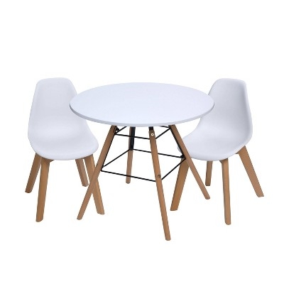 Modern Kids Table Set with Molded Shells and Dowel Legs