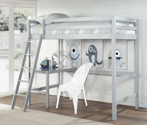 Modern Loft Bed with Open Base Design and Slatted Guardrails
