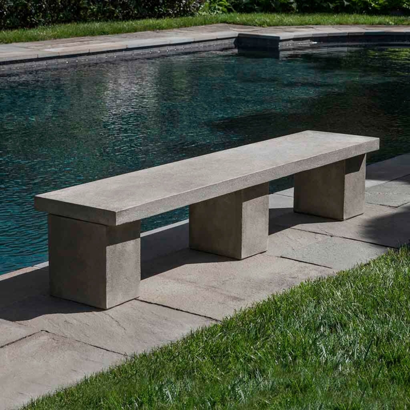 Modern Minimalist Garden Bench with Verde Stone Finish