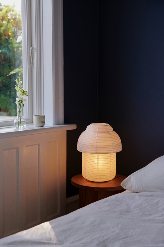 Modern Paper Table Lamp featuring Tiered Shade and Cylindrical Base