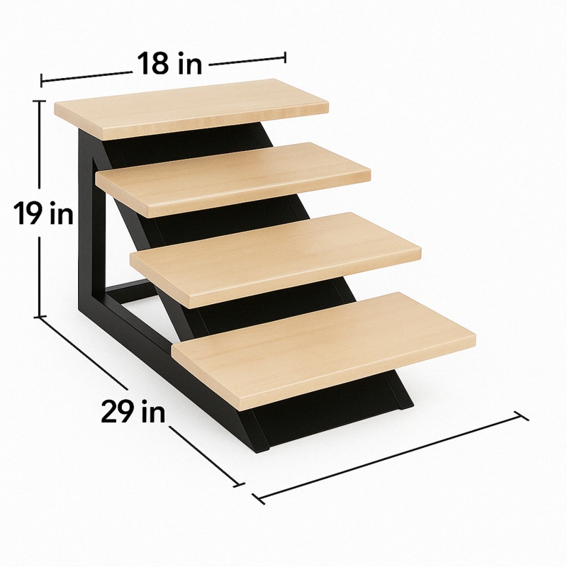 Modern Pet Steps Cantilevered Design Matte Black Frame 4-Tier
