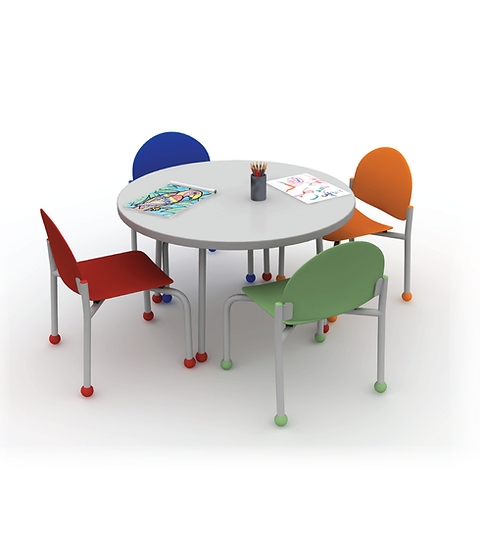 Modern Playful Kids Table Set featuring Unique Multi-Color Ball Feet