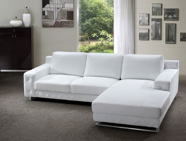 Modern Sectional Sofa featuring Quilted Base Detail and Metal Sled Legs