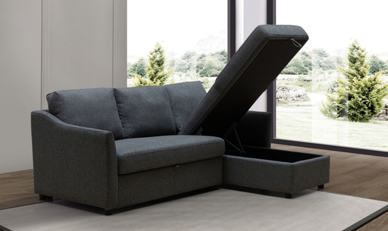 Modern Sleeper Sectional with Lift-Top Storage Chaise