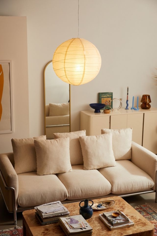 Modern Sphere Pendant Lighting Rice Paper Warm Minimalism