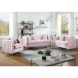 Modern Tufted Living Room Set with Button-Tufted Sides and Square Arms