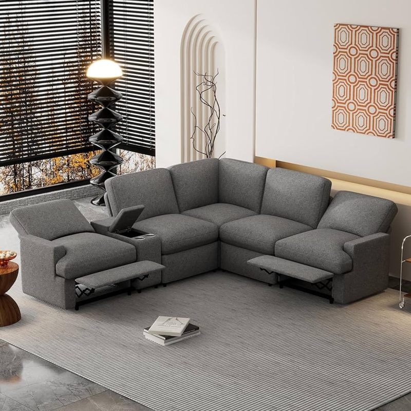 Modular Power Reclining Sectional USB Charging Storage Console