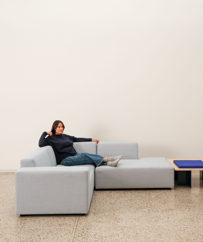 Modular Sectional Misty Gray Deep Seat Low Profile Silhouette