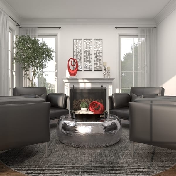 Monroe Lane Hammered Aluminum Coffee Table - Silver