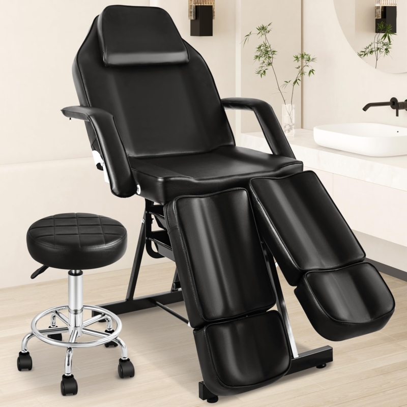 Multipurpose Salon Chair Set with Quilted Stool Top