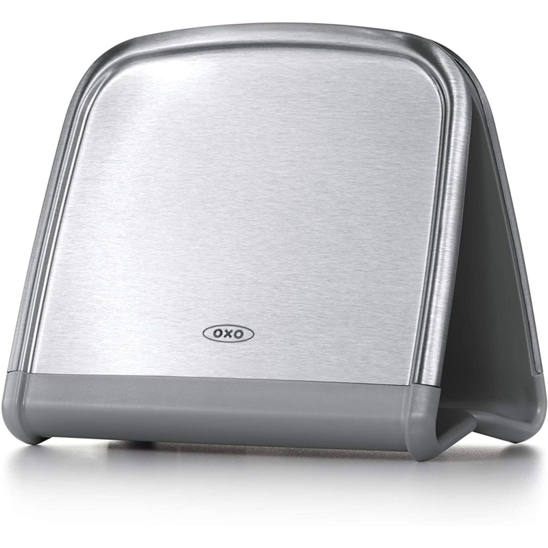 Napkin Holder Brushed Metal Charcoal Base Curved A-Frame OXO