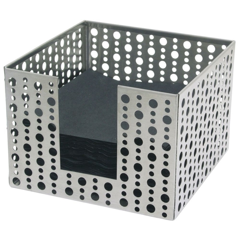Napkin Holder Modern Perforated Dot Pattern Brushed Stainless