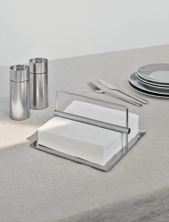 Napkin Holder Scandinavian Modern Weighted Bar Brushed Metal
