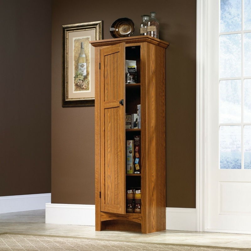 Narrow Shaker Storage Cabinet with Recessed Panel Door