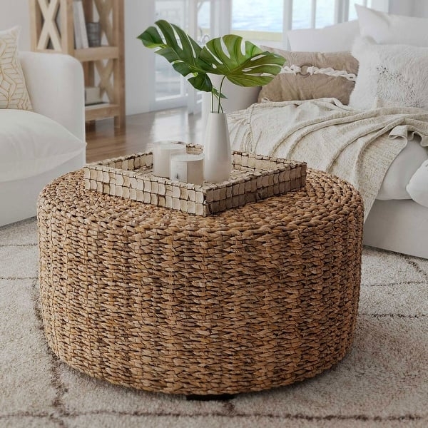 Round Wicker Ottoman Coffee Table