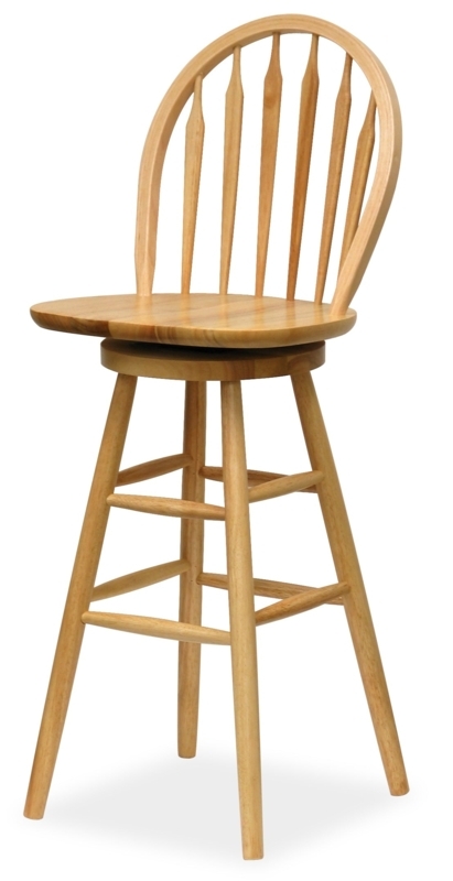 Natural Beech Bar Stool with Arrow Back Design, Farmhouse Counter Seating.
