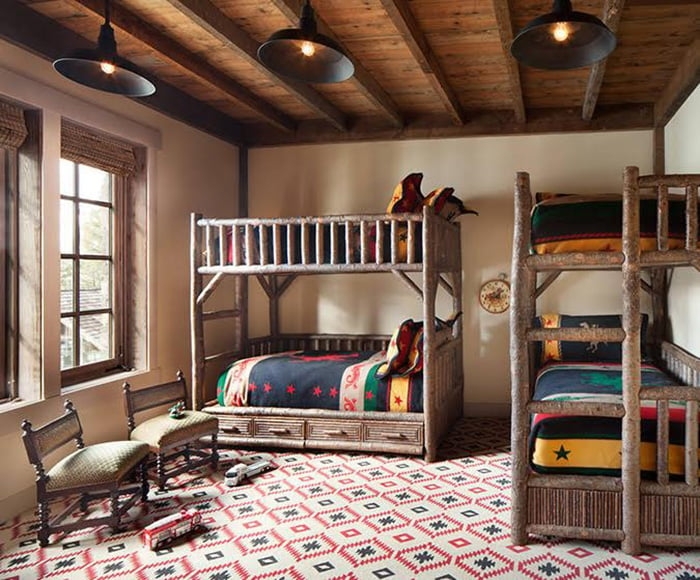 Natural Branch Log Bunk Beds with Underbed Storage Drawers