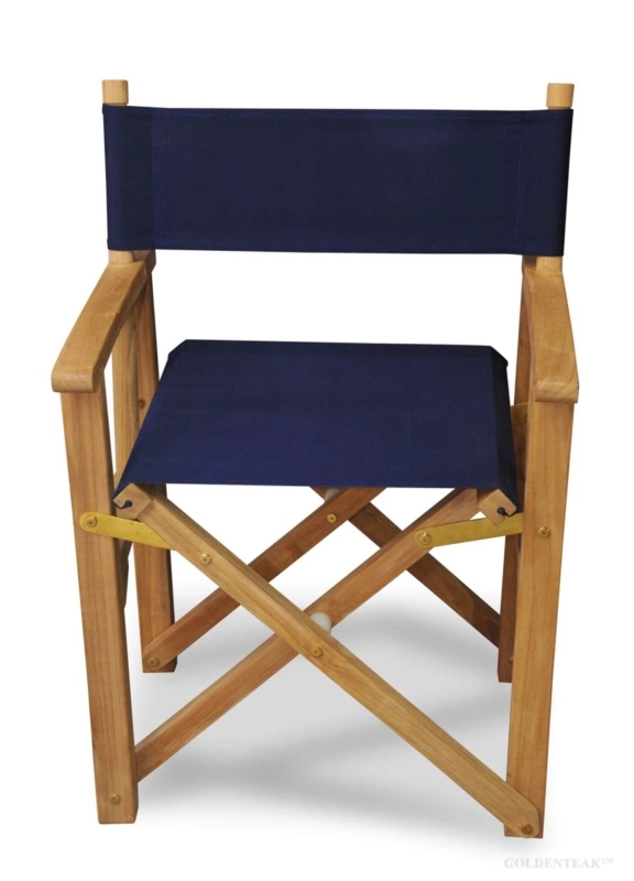 Nautical Director's Chair with Navy Fabric and Gold-Toned Hinges