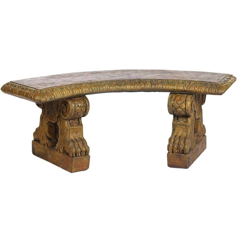 Neoclassical Garden Bench with Ornate Lion Paw Feet