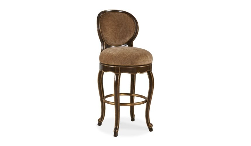 Neoclassical Swivel Bar Stool Medallion Back Cabriole Legs