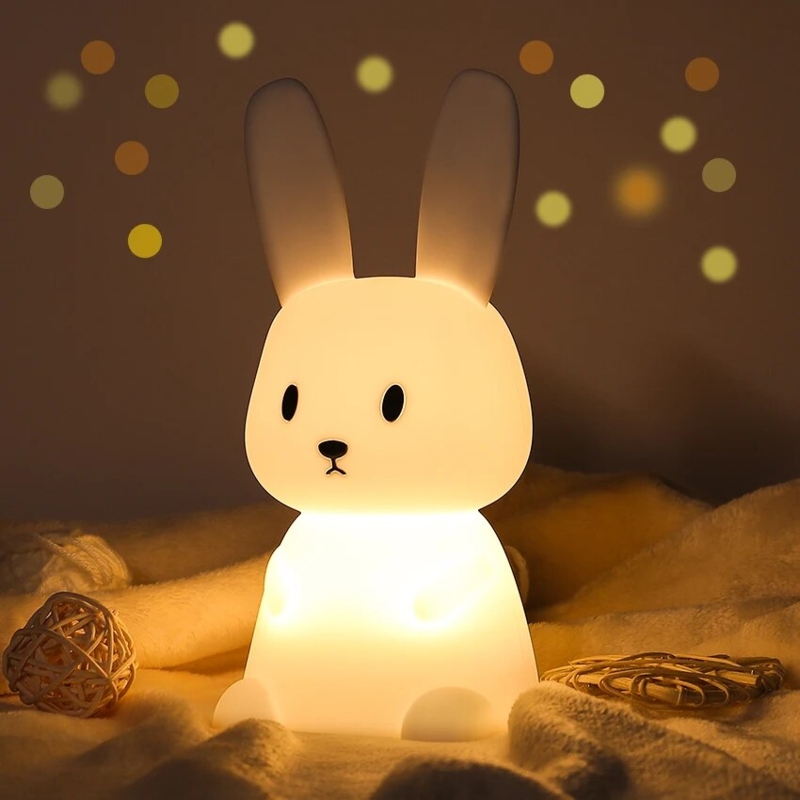 Night Light Minimalist Bunny Silhouette Soft Glow Cute Touch Lamp