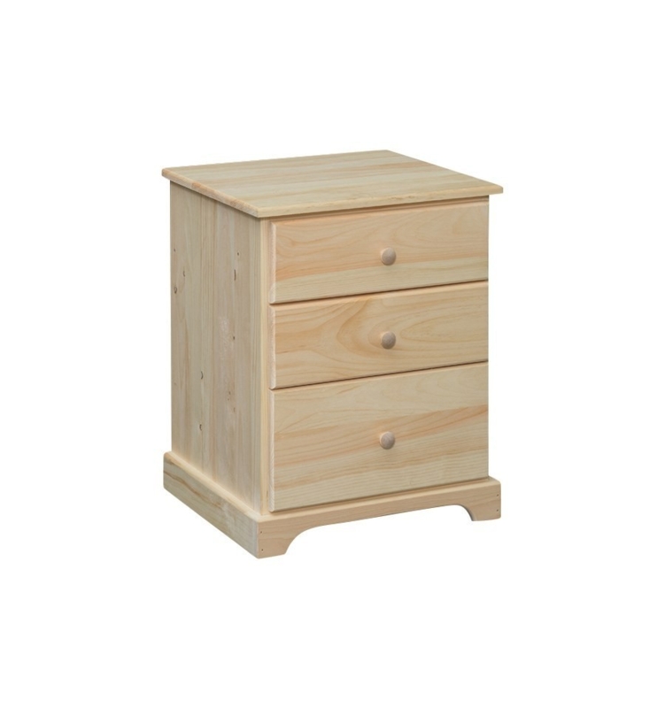 Nightstand Amish Pine Arched Base Three Drawers Farmhouse Style Chest