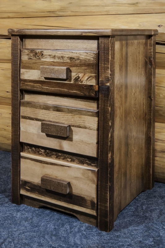 Nightstand Lodgepole Pine Block Wood Pulls Distressed Cabin Style Chest