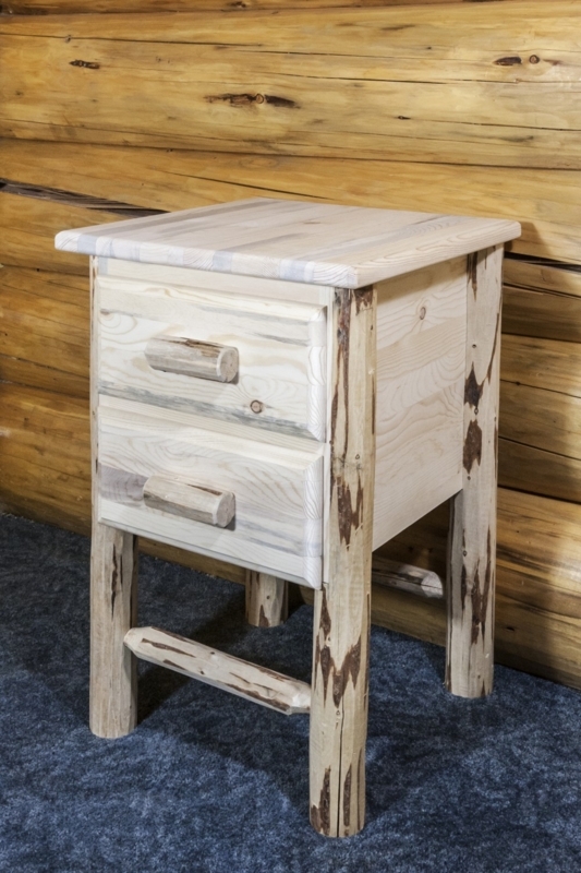 Nightstand Lodgepole Pine Skip Peeled Log Legs Log Pulls Cabin Style