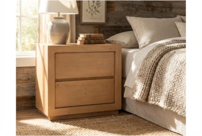 Nightstand Reclaimed Pine Handle-Less Drawers Block Silhouette Rustic