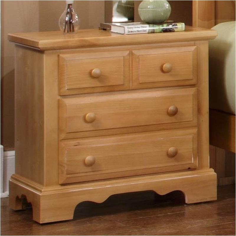 Nightstand Washed Pine Scalloped Base Four Drawers Farmhouse Style