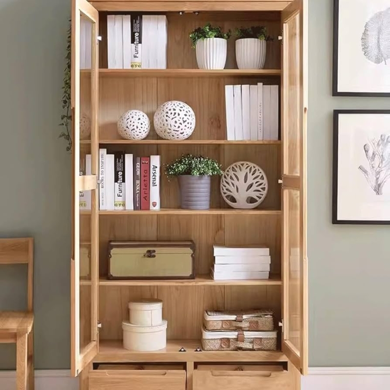 Nordic Display Cabinet, Integrated Handles, Glass Doors