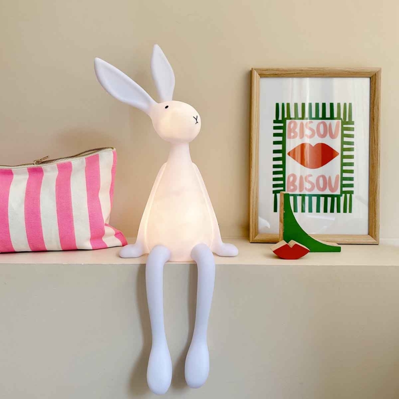 Nursery Lamp Matte Bunny Dangling Legs Shelf Sitting Nightlight