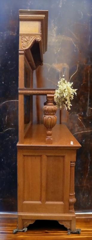 Oak Sideboard Buffet Vintage Dining Room Table Server Mirror, Cupboard  Dresser